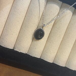 Elegant Silver and Black Pendant Necklace